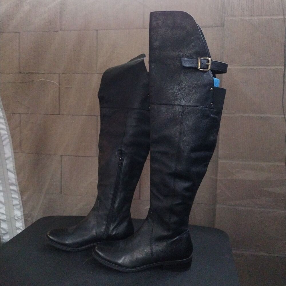 Steve Madden Women's OTK Boots Black Leather Over-The-Knee Boot Size 7 M